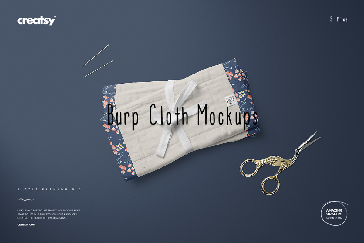 Burp Cloth Mockup Set, a Hat Mockup by creatsy5 (Photo 1 of 12)