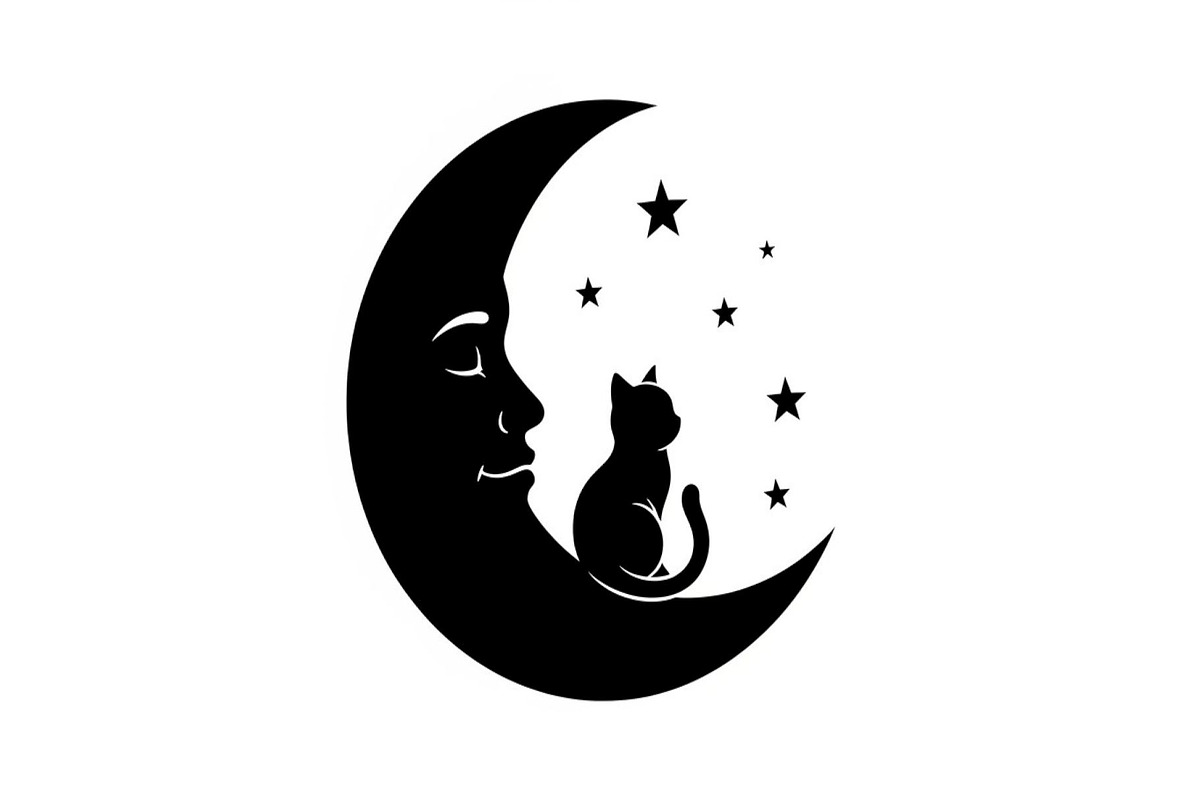 50 Cat Moon Silhouette Vector Bundle, an Illustration by jahid234 (Photo 33 of 51)