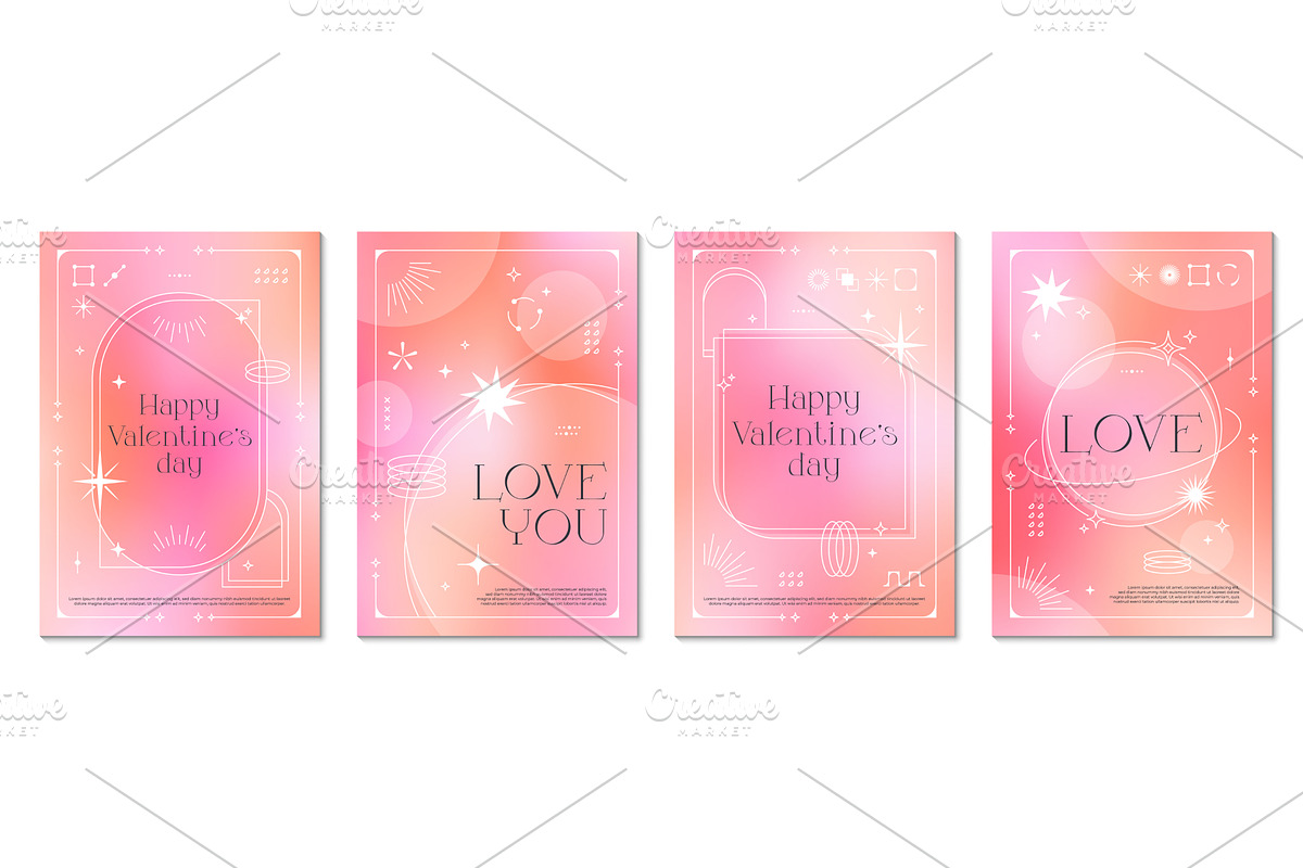 Valentine day y2k gradient posters, a Decorative Illustration by Buch&Bee