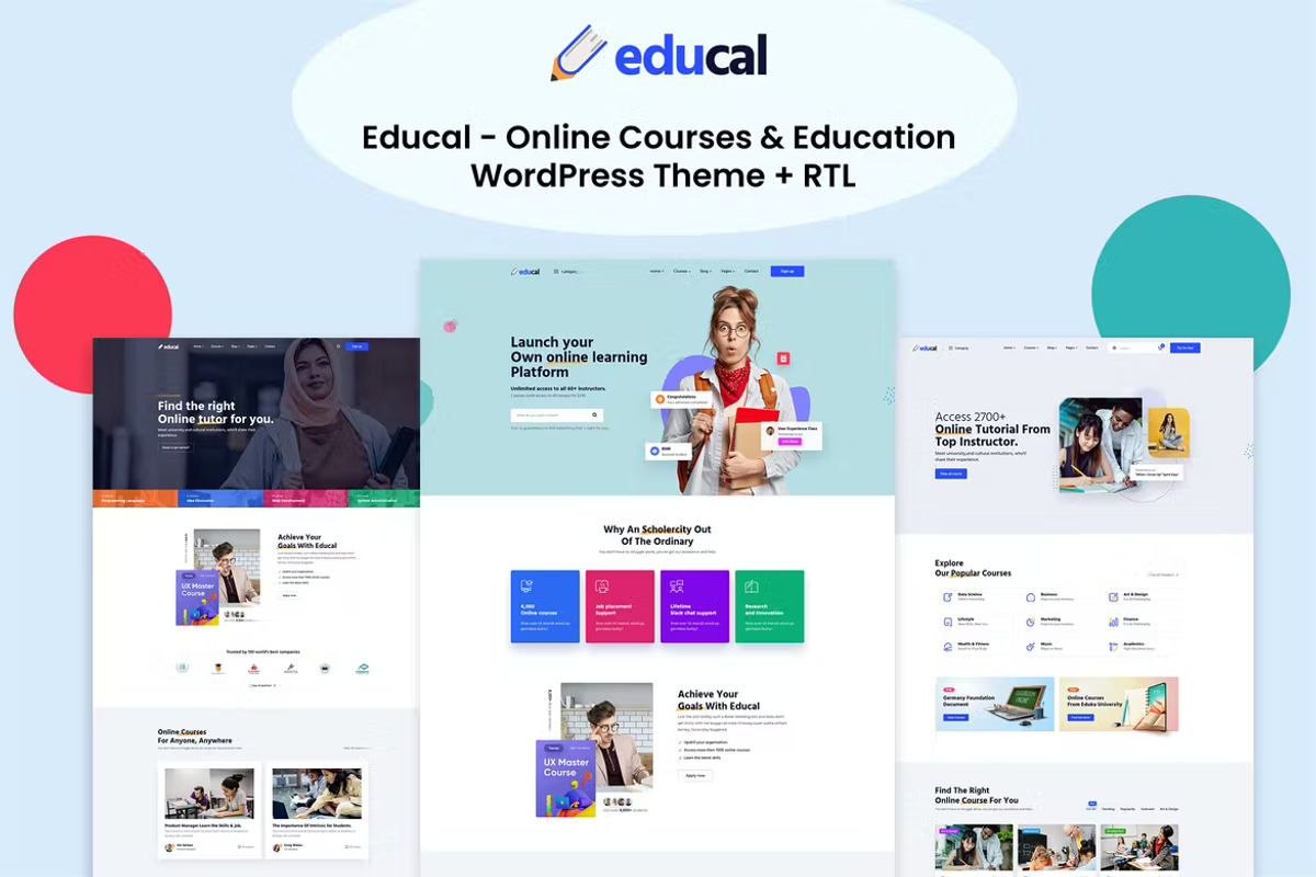 Educate Pro - Courses Education, a WordPress Template by GloriousMotive