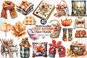 Watercolor Cosy Autumn Clipart PNG, a Seasonal Illustration by Canvas Craft (Thumbnail 1 of 3)