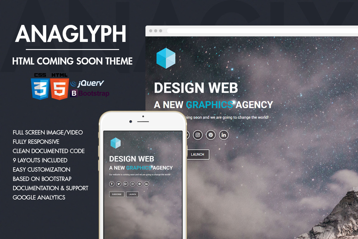 Anaglyph - Coming Soon Template, a Landing Page Template by Psyrix