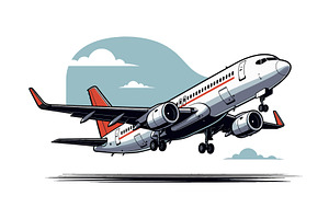 Passenger Airplane Taking Off, a Transportation Illustration by AlexArt