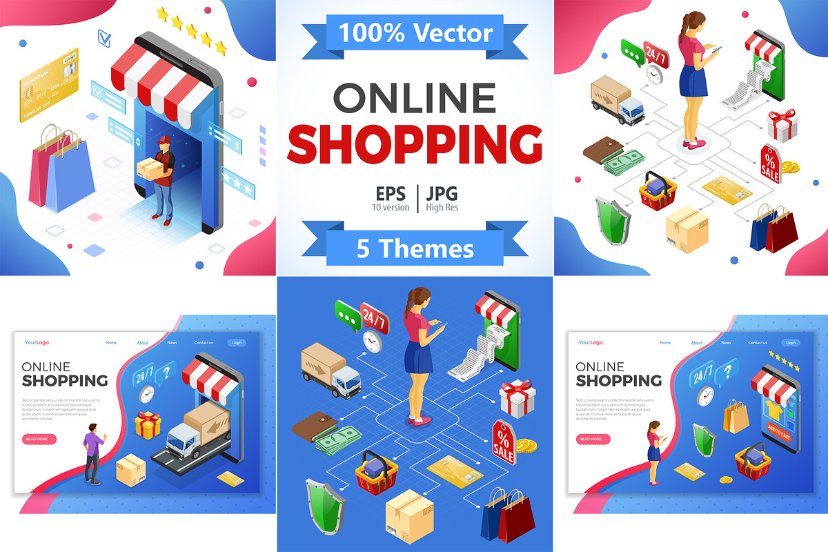Online Internet Shopping Isometric, a Finance Illustration by TAlex (Photo 1 of 6)