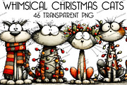 Whimsical Christmas Cats Clipart, an Illustration by DreamArtGraphic (Thumbnail 1 of 5)