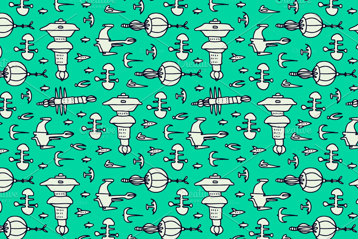 Space Aliens, a Pattern Graphic by Apolinarias Art (Photo 5 of 5)