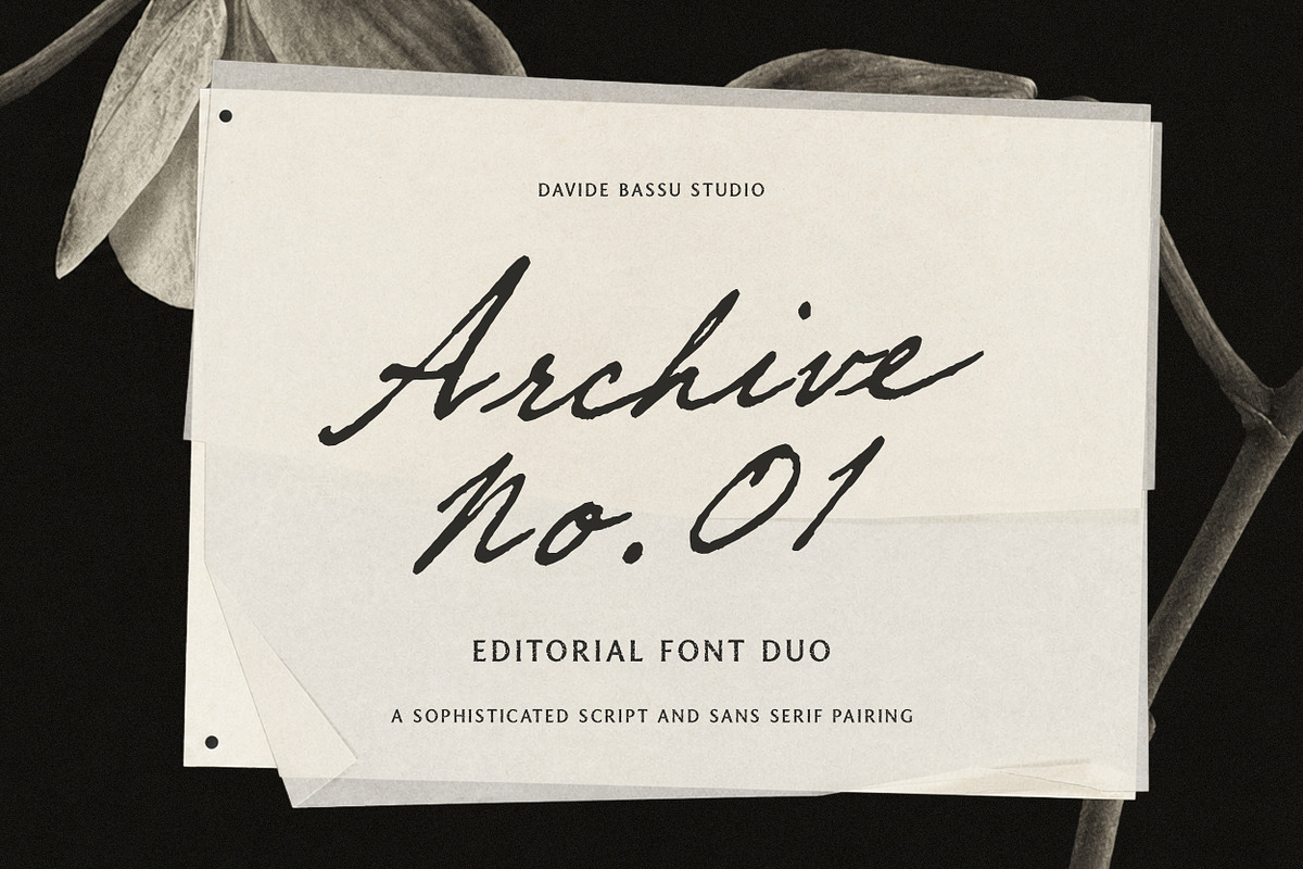 Archive 01 - Editorial Font Duo, a Script Font by Davide Bassu (Photo 1 of 15)