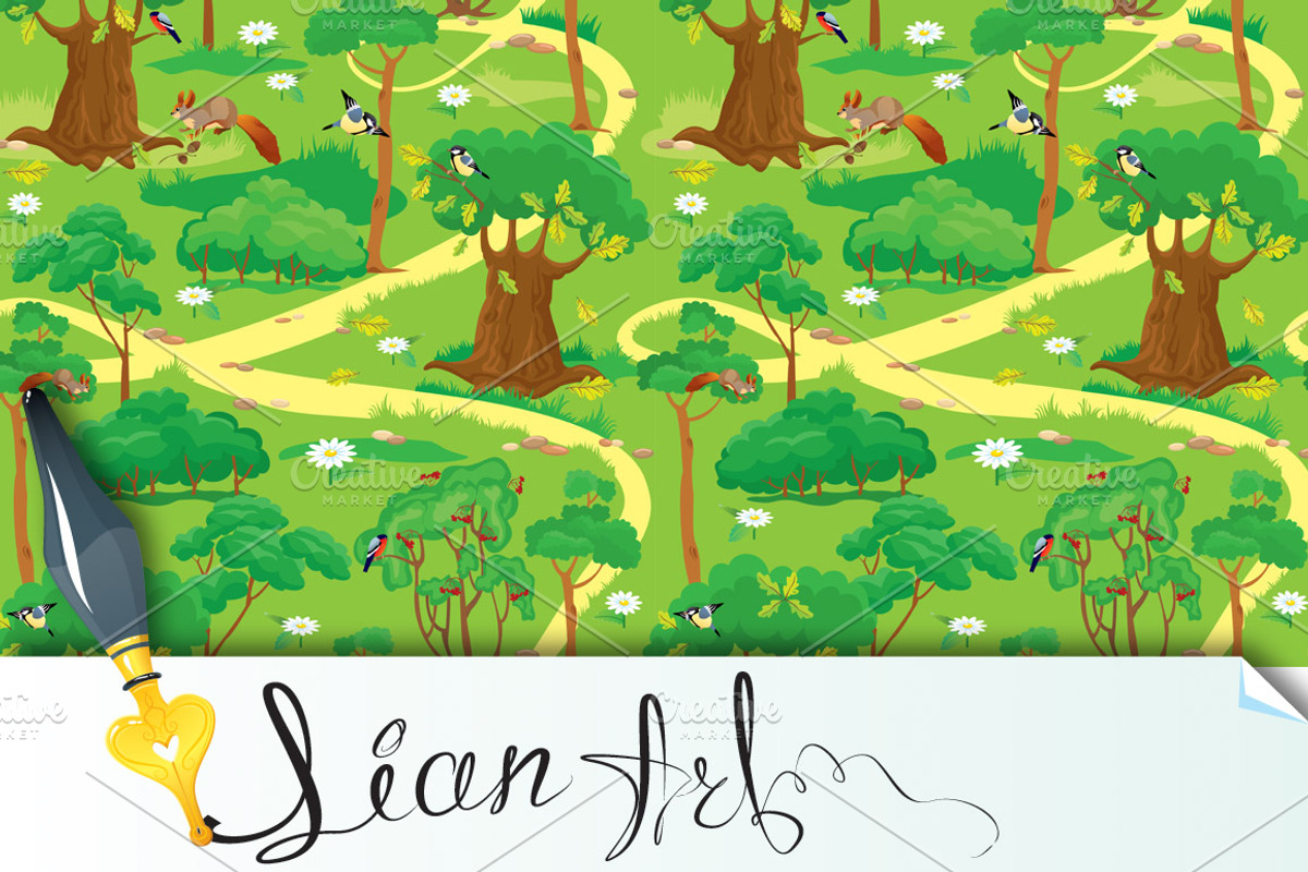 Seamless pattern - Green Forest Land