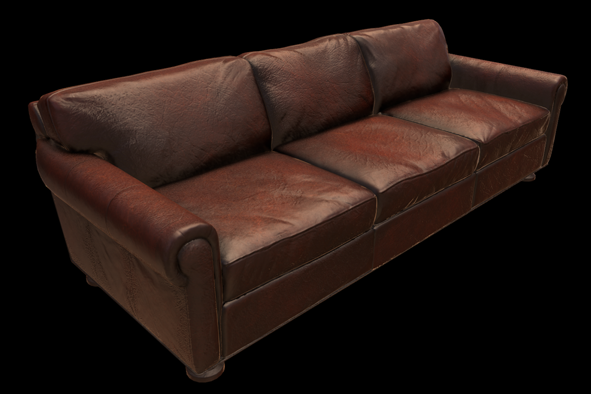 Classic Leather Sofa, an Architecture 3D Model by Kindesigns (Photo 4 of 5)