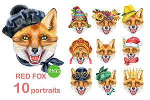Watercolor red fox, an Animal Illustration by Watercolor fantasy
