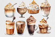 Coffee Whipped Cream Watercolor Set, a Graphic by Colorsfav (Thumbnail 3 of 6)