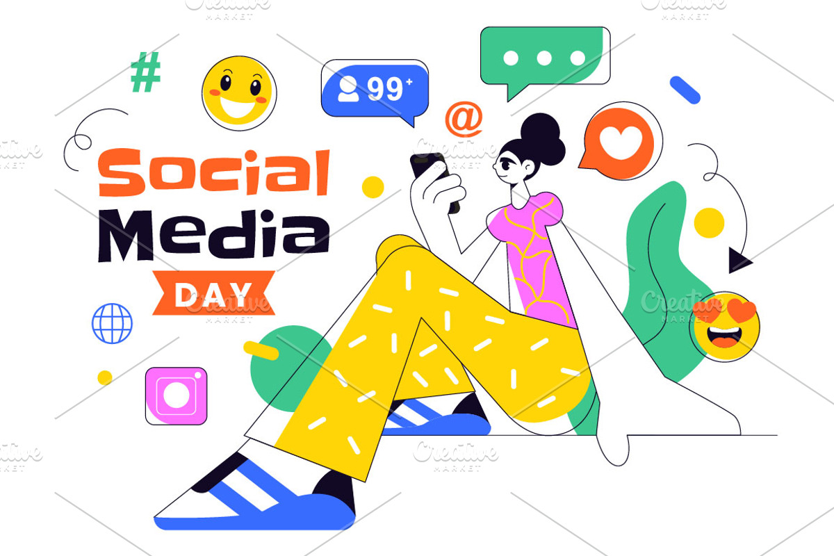 7 Social Media Day Illustration, a Seasonal Illustration by denayunebgt (Photo 4 of 4)