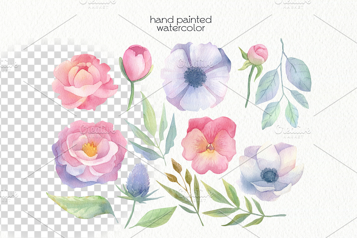 Watercolor Blooming Clipart, an Illustration by OllyKo Art (Photo 2 of 8)