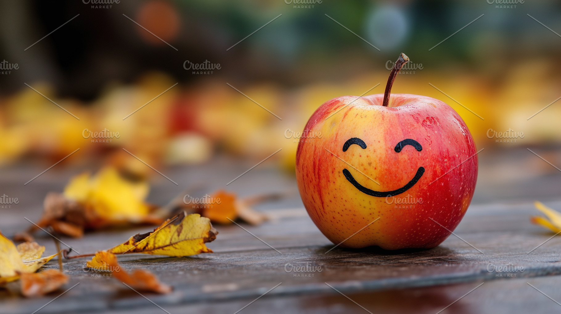 Cheerful red apple on a wooden surfa, a Food & Drink Photo by MistyDay