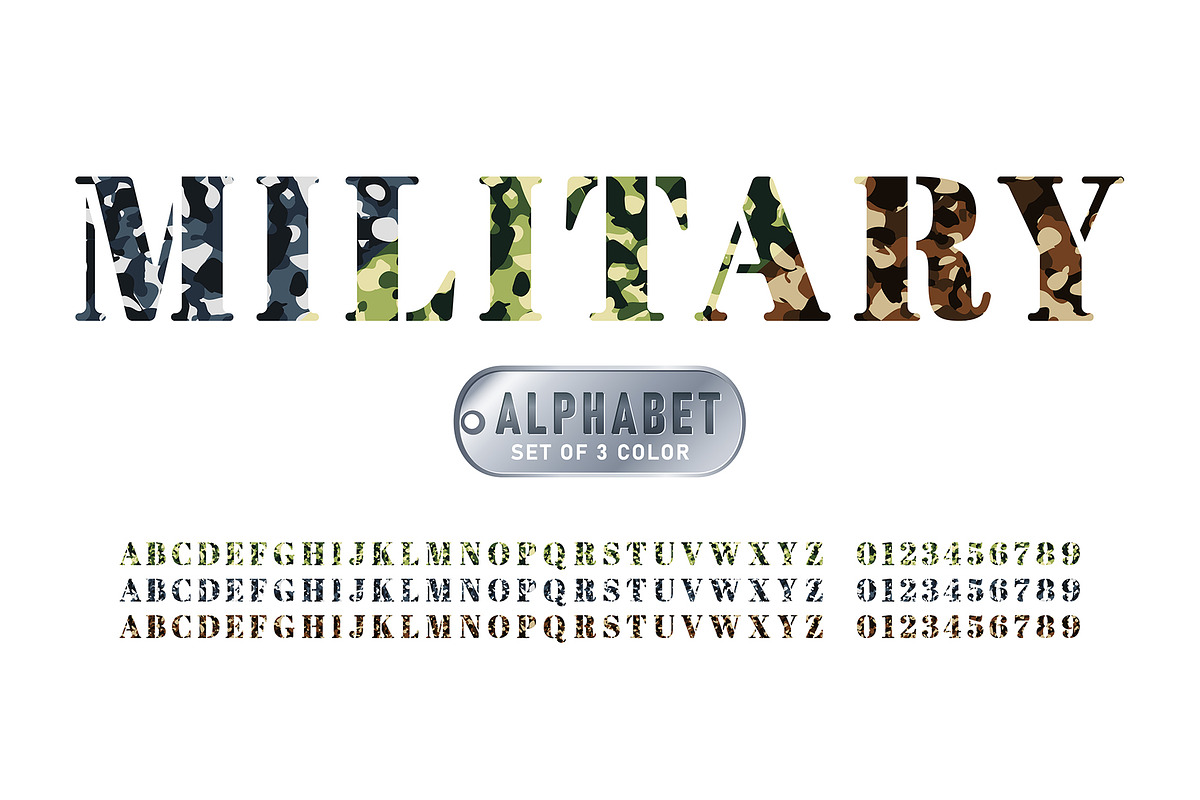 Camouflage Stencil Font Set, a Graphic by Pro_Vector (Photo 1 of 3)