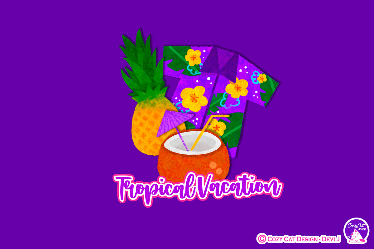 Tropical Vacation Clipart, an Object Illustration by Cozy Cat Design (Photo 2 of 3)