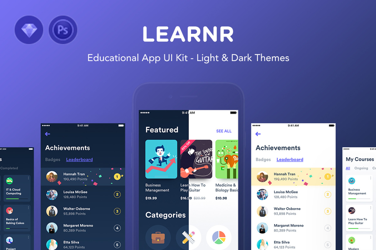 Learnr - Online Courses, an UI Kit Template by Nimart (Photo 1 of 7)