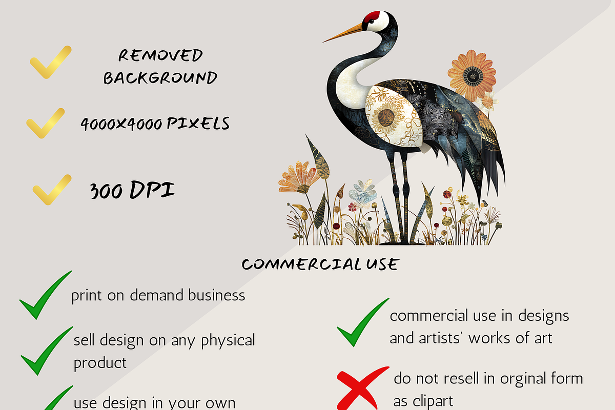 WHIMSICAL FOLK CRANE BIRD CLIPART, an Animal Illustration by Daring Digies (Photo 6 of 9)