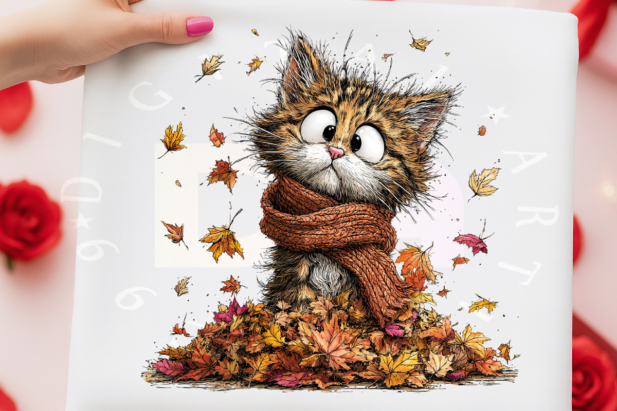 Watercolor Autumn Cat Clipart, a Transportation Illustration by Digital Artistic99 (Photo 4 of 7)