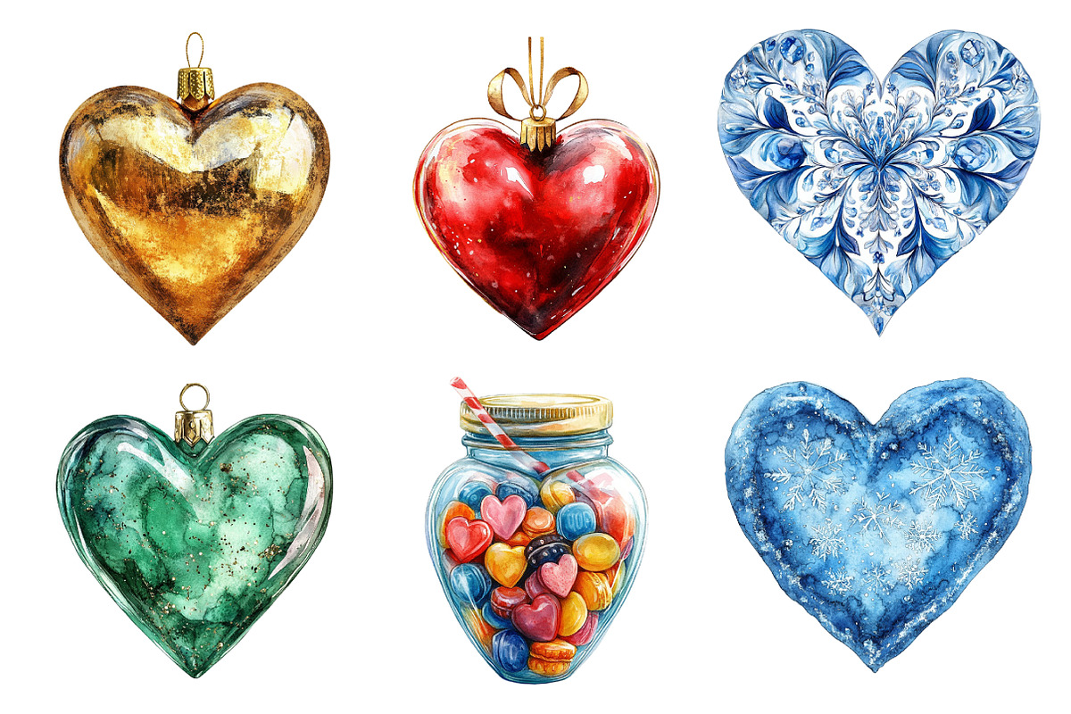 Christmas Hearts Clipart Bundle, an Illustration by Daily.Designs (Photo 4 of 5)