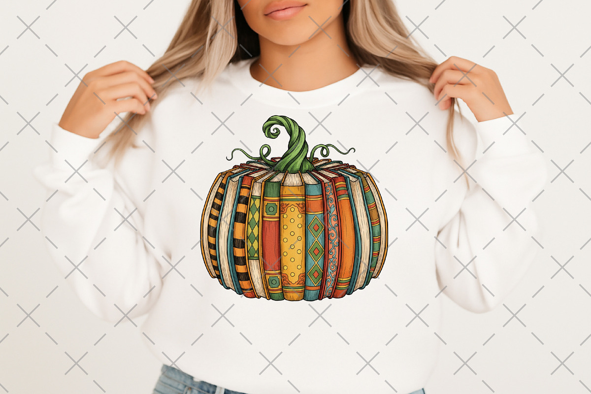 Retro Fall Book Pumpkin Png, an Illustration by Craft Nest (Photo 6 of 6)