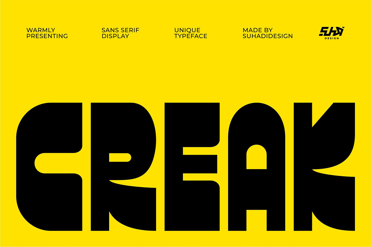 Creak - Sans Serif Display Typeface, a Sans Serif Font by suhadidesign (Photo 1 of 11)