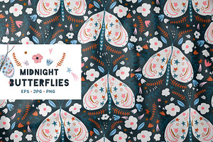 MIDNIGHT BUTTERFLIES 6 In 1 PATTERN