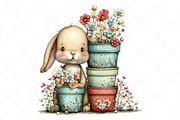 Bunny and Flowers Clipart PNG, an Illustration by Craft Nest (Thumbnail 10 of 12)
