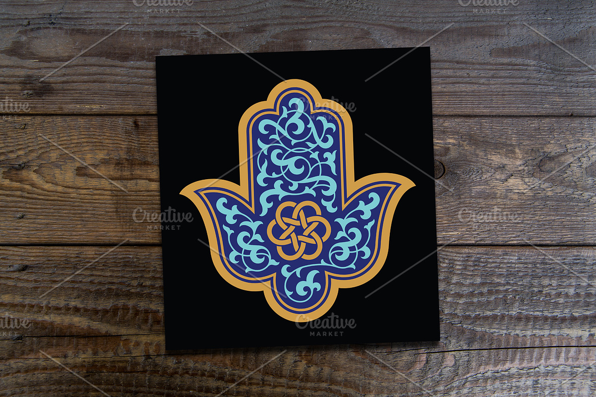 Hamsa Hand Amulet, a Card Template by Azat1976