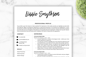 Resume Template/CV - Lizzie