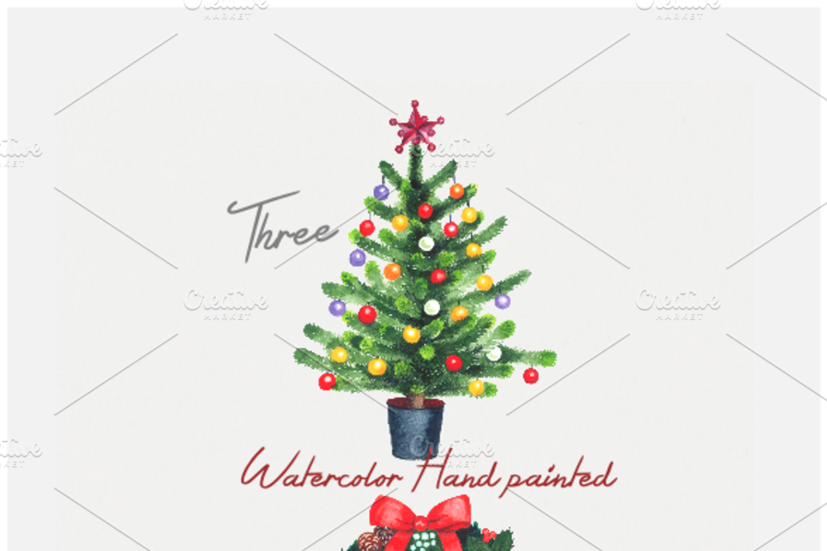 Watercolor Christmas Holiday clipart, a Decorative Illustration by Eomoiart (Photo 2 of 3)