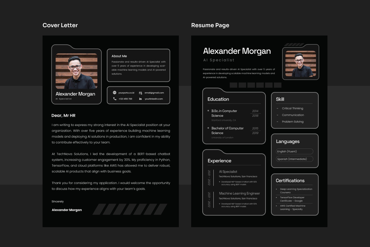 Clean Tech CV for UI/UX & Developers, a Resume Template by twinstd (Photo 2 of 2)