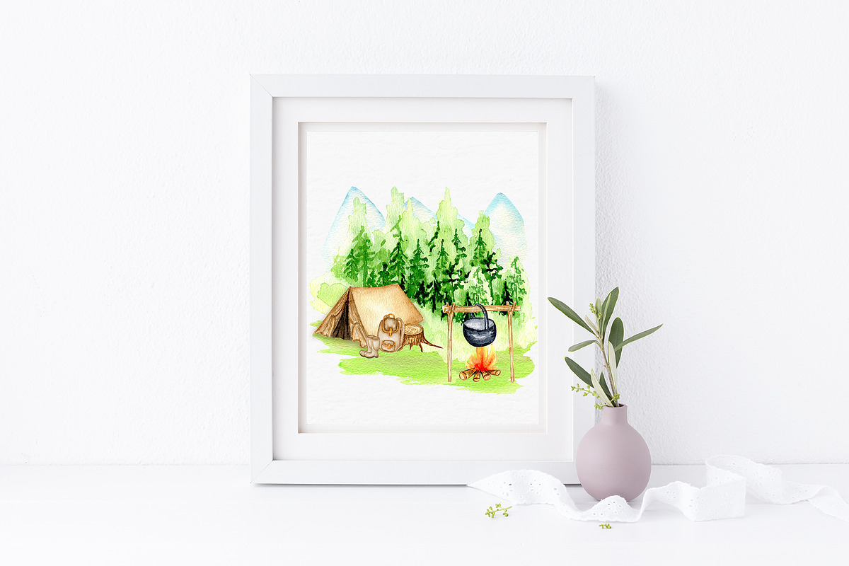Camping & Travel Watercolor Clipart, an Object Graphic by svetlanaARTdreams (Photo 6 of 12)