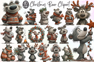 Christmas Bear Clipart, an Illustration by Sublimation Artist