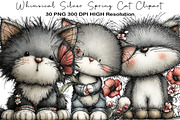 Whimsical Silver Spring Cat Clipart, an Illustration by Black Bird Studio (Thumbnail 1 of 5)