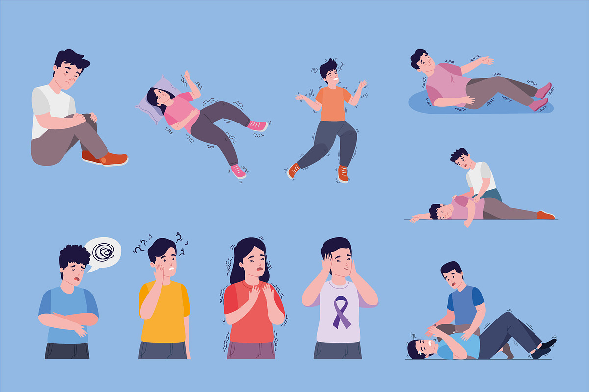 People Epilepsy Illustration Set