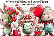 Whimsical Valentine Bunny Clipart, an Illustration by Daily.Designs (Thumbnail 1 of 6)