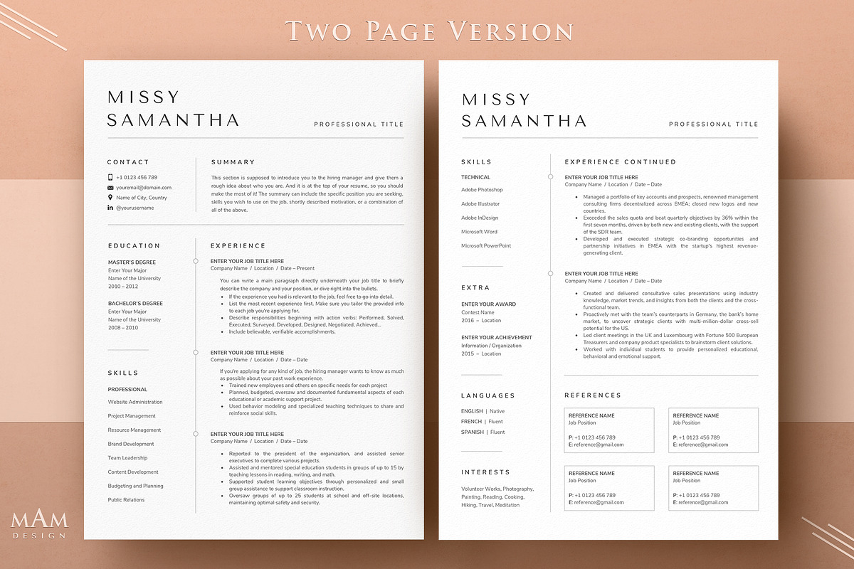 Minimalist Modern Resume Template, a Resume Template by MAM Design (Photo 3 of 10)