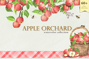 Apple Orchard Watercolor Clipart, a Food Illustration by ElenaValeto