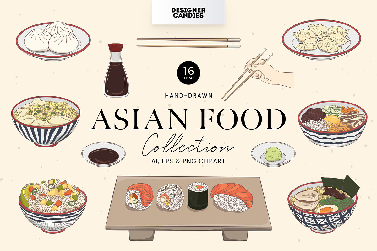 Asian Food Illustrations, an Object Graphic by DesignerCandies (Photo 1 of 4)