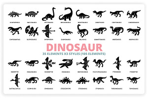 38 Dinosaur Elements x3 Styles