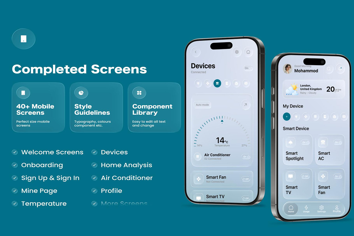 HomeQ - Smart Home App UI Kit, an UI Kit Template by Creative Perspective (Photo 2 of 8)