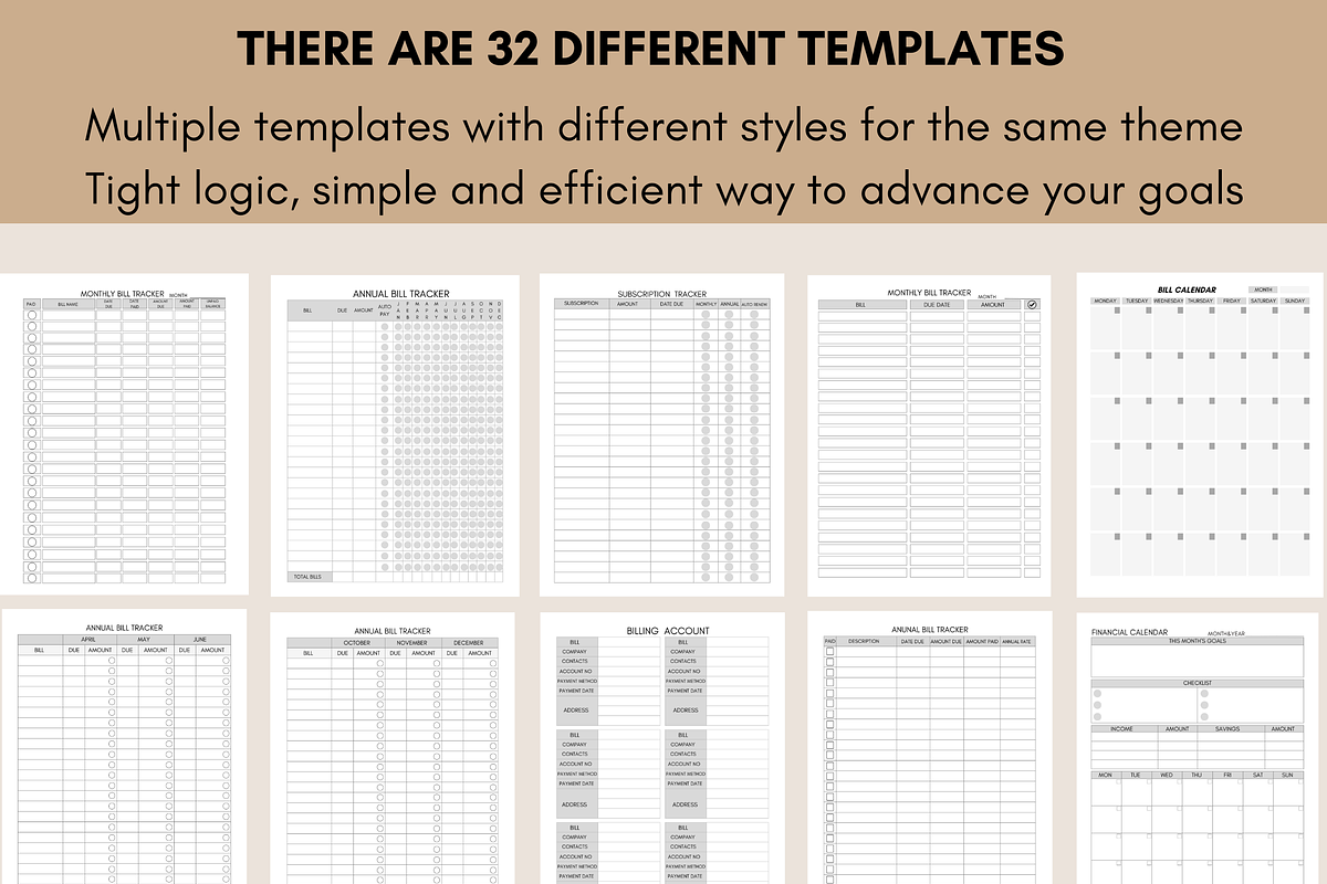 Printable Bill Payment Tracker, a Print Template by LA Design (Photo 3 of 9)