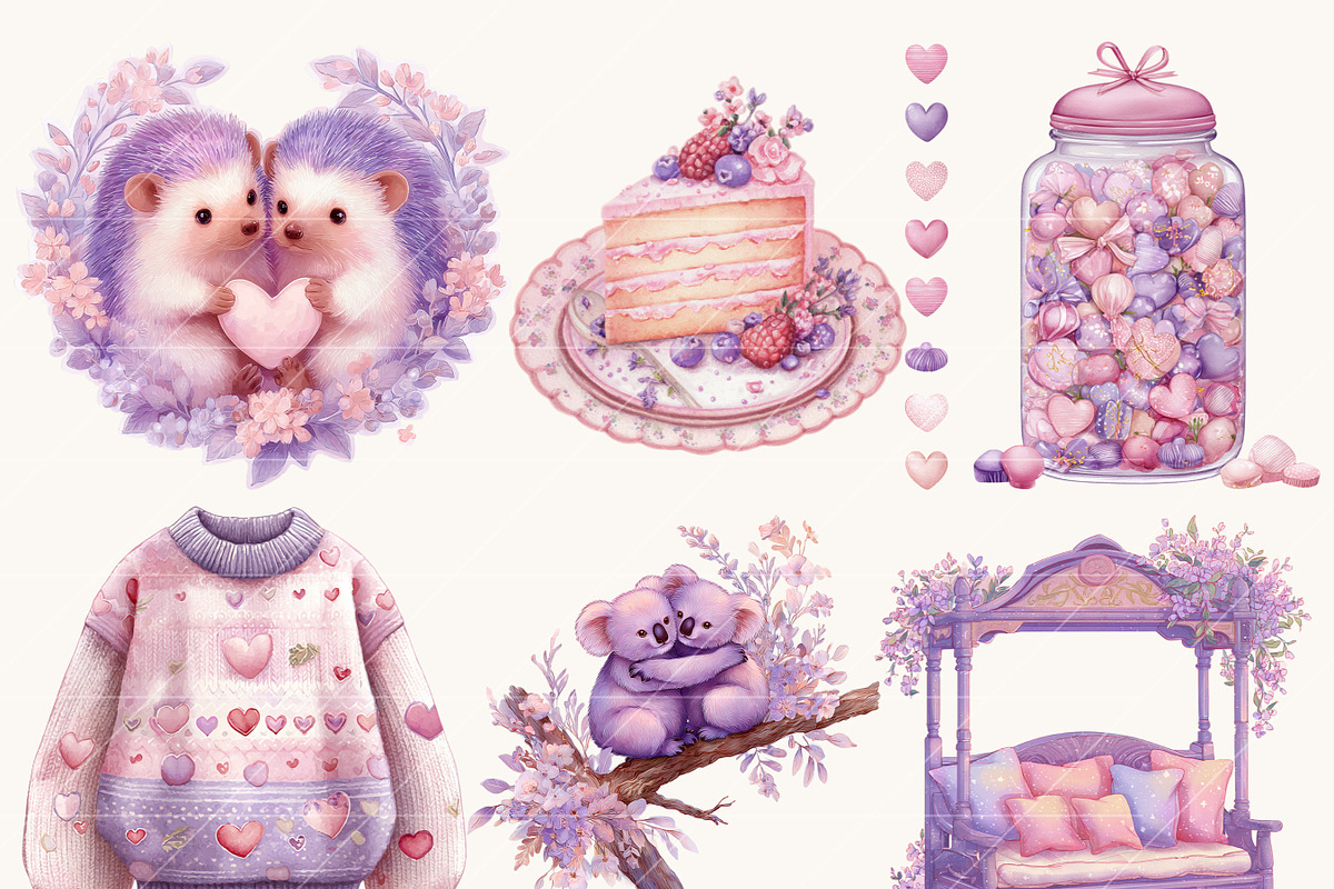 Watercolor Sweet Valentine Clipart, an Object Illustration by Design Scotch (Photo 4 of 10)