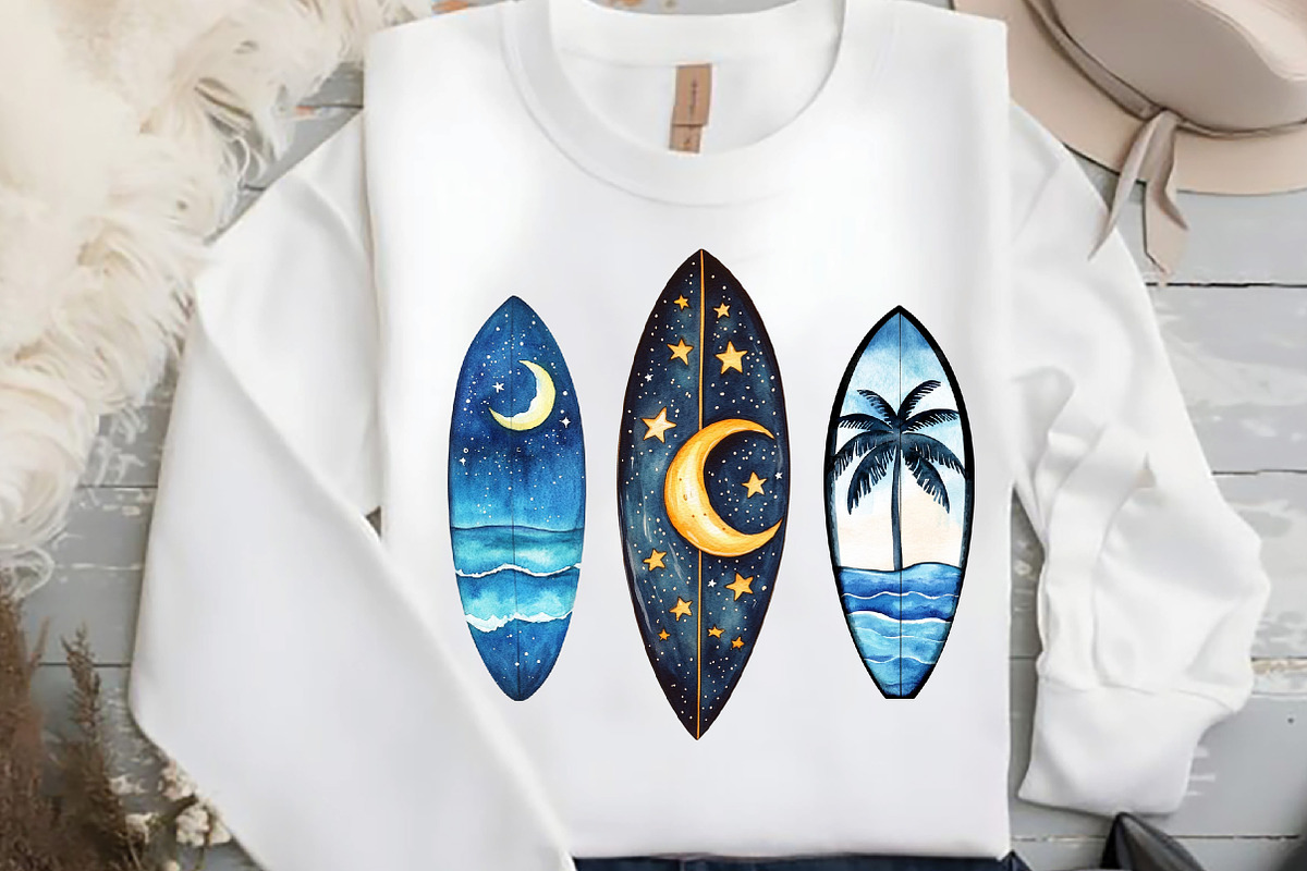 Summer Surfboard Sublimation Clipart, an Illustration by DreamCafeArt (Photo 5 of 5)