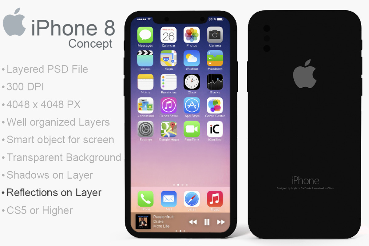 Apple Iphone 8 Concept PSD Mockup, an iPhone Mockup by PSD Mockups (Photo 4 of 5)