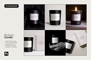 Realistic Candle - 6 Mockups Set