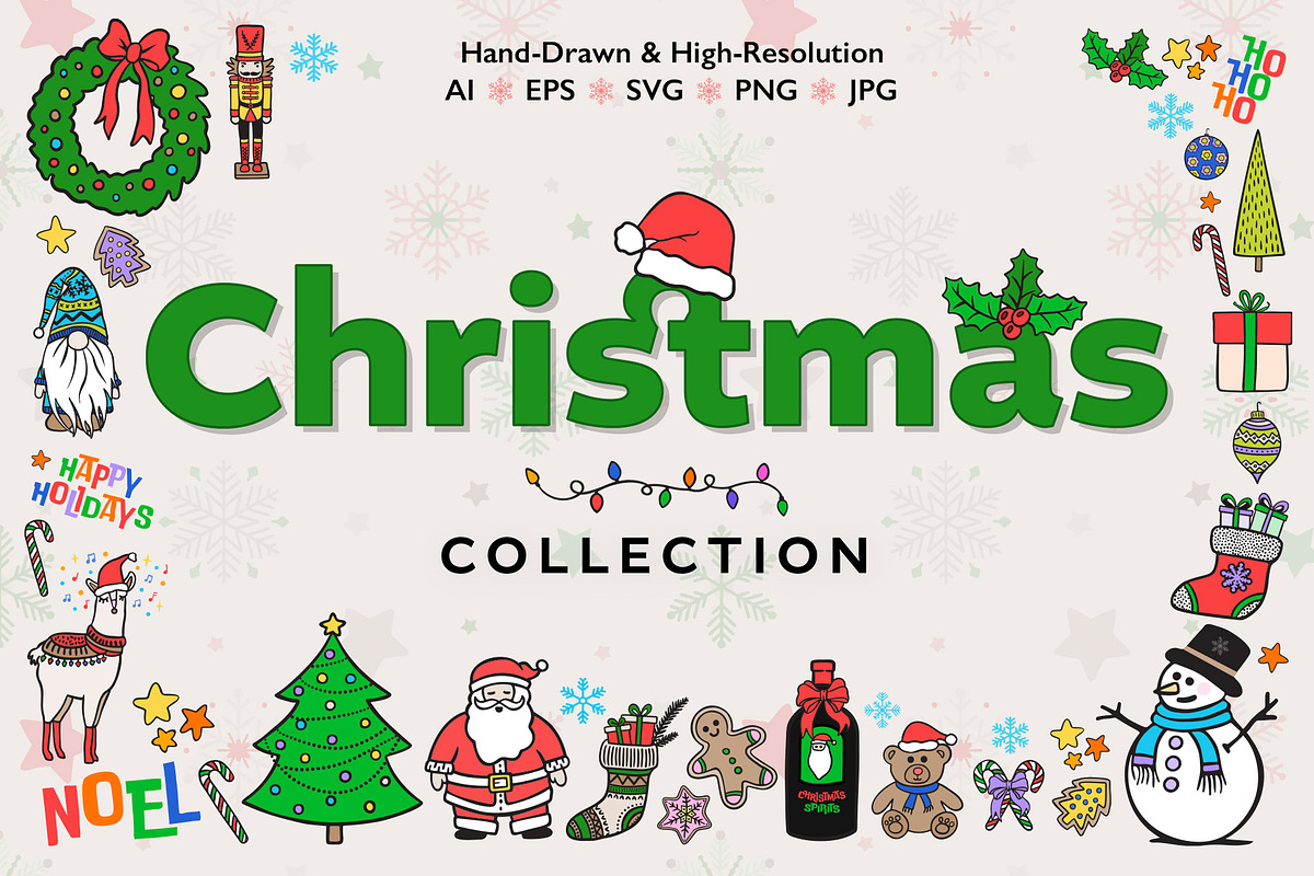 Hand-Drawn Christmas Illustrations, a Seasonal Illustration by cugypress (Photo 1 of 10)