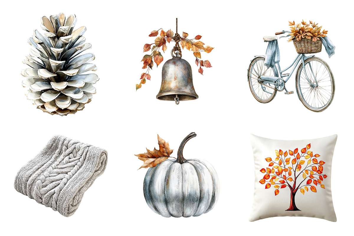Silver Autumn Clipart, an Illustration by CreationArt (Photo 2 of 5)