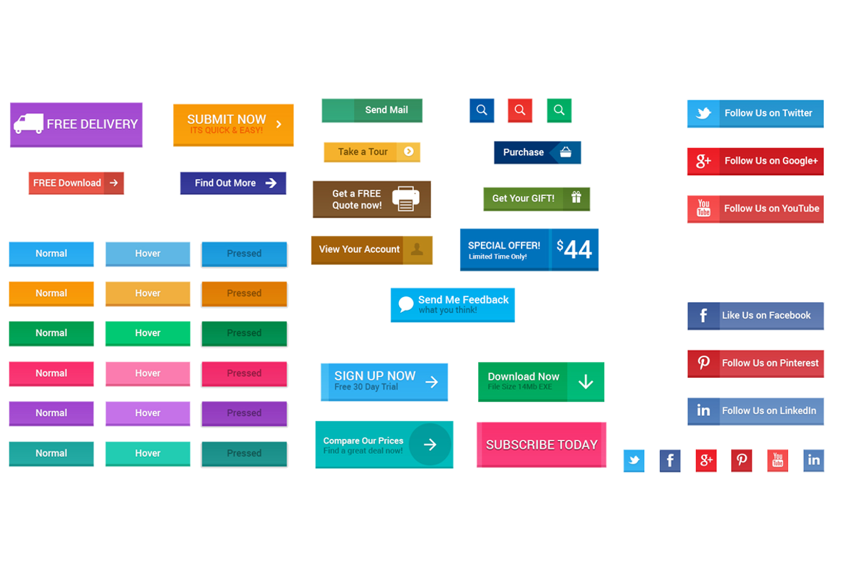 Flat Material Design Web Buttons, a Templates & Theme by Saif71 - Shop